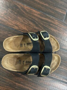 Birkenstock big buckles Double Strap Sandals with Gold Buckles